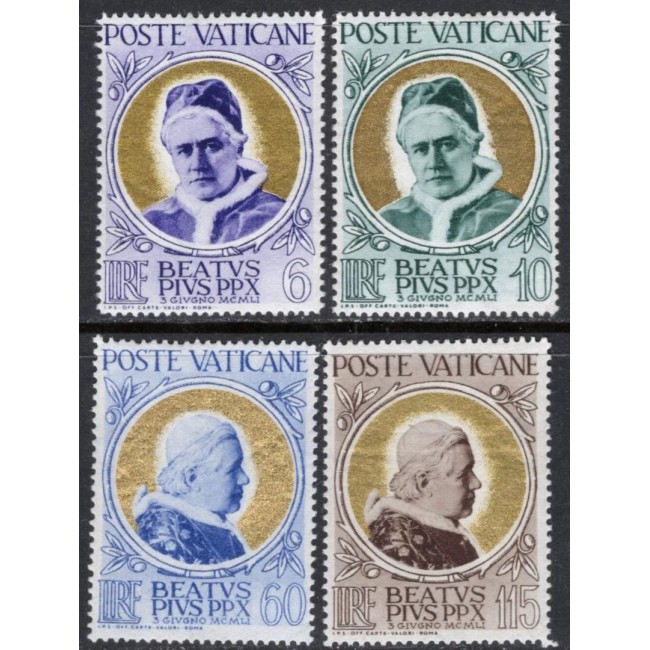 Vatican 1951 - Papa Pius X, serie neuzata Vatican 1951 - Papa Pius X, serie neuzata