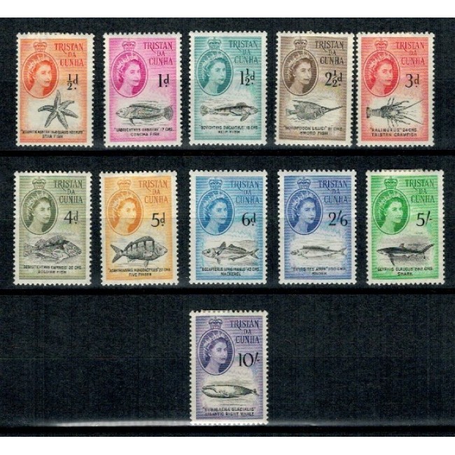Tristan da Cunha 1960 - Fauna marina, uzuale, serie incompleta nestampilata, cu sarniere Tristan da Cunha 1960 - Fauna marina, uzuale, serie incompleta nestampilata, cu sarniere
