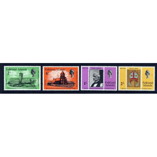 Falkland Islands 1969 - Bishop Sterling, biserici, serie neuzata Falkland Islands 1969 - Bishop Sterling, biserici, serie neuzata