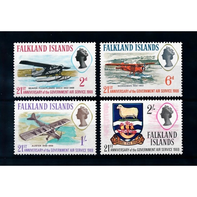 Falkland Islands 1969 - Avioane, aviație, serie neuzata Falkland Islands 1969 - Avioane, aviație, serie neuzata