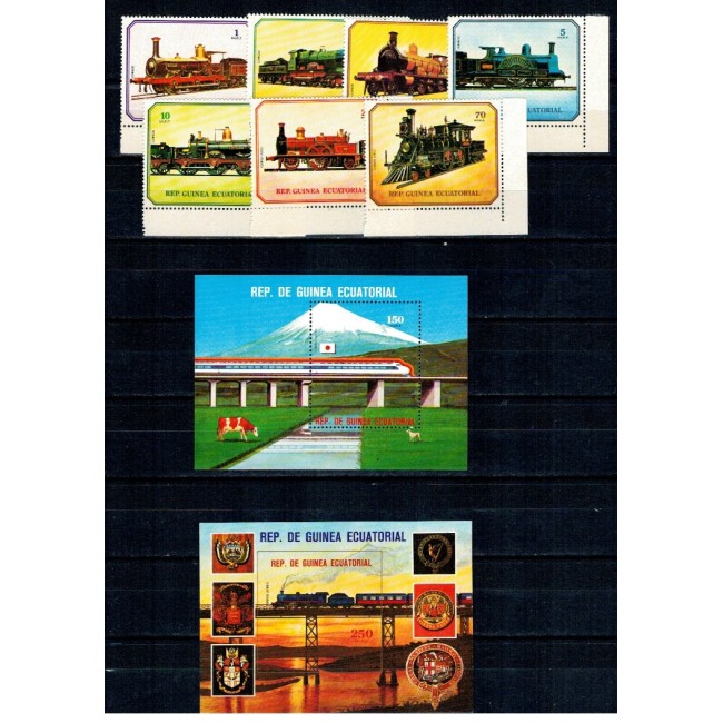 Guinea Ecuatoriala 1978 - Locomotive, trenuri, cai ferate, serie si colite neuzate Guinea Ecuatoriala 1978 - Locomotive, trenuri, cai ferate, serie si colite neuzate