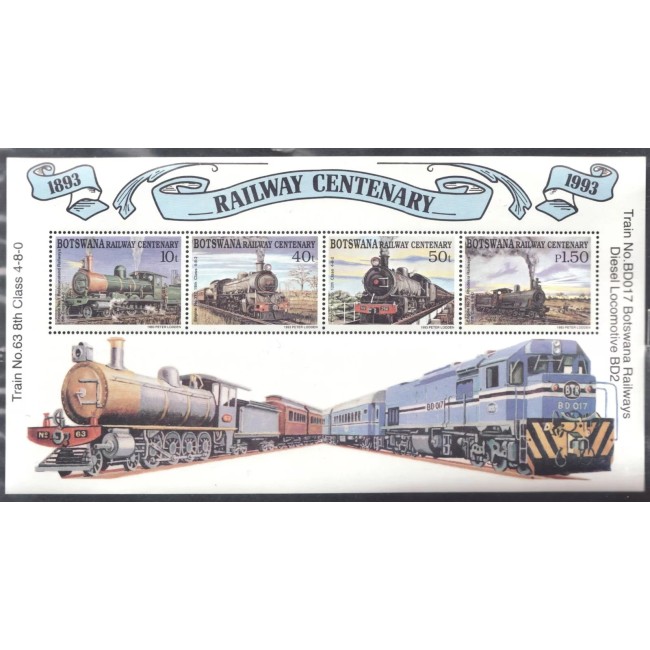 Botswana 1993 - Locomotive, cai ferate, bloc neuzat Botswana 1993 - Locomotive, cai ferate, bloc neuzat