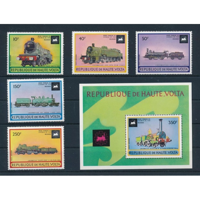 Haute Volta 1973 - Locomotive, cai ferate, trenuri, serie si colita neuzata
