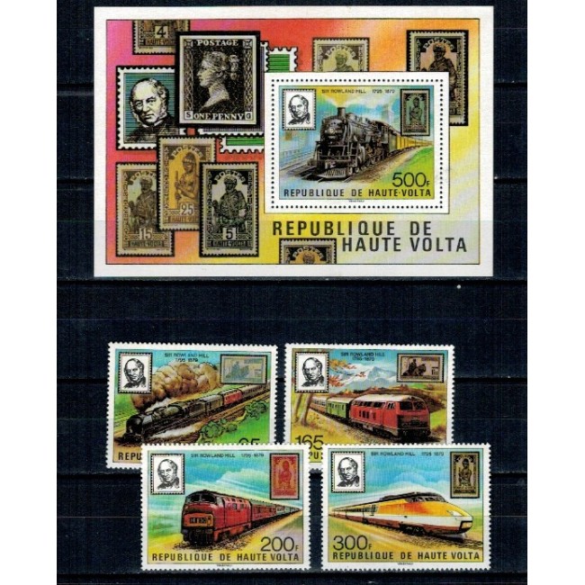 Haute Volta 1979 - Rowland Hill, locomotive, trenuri, serie si colita neuzata