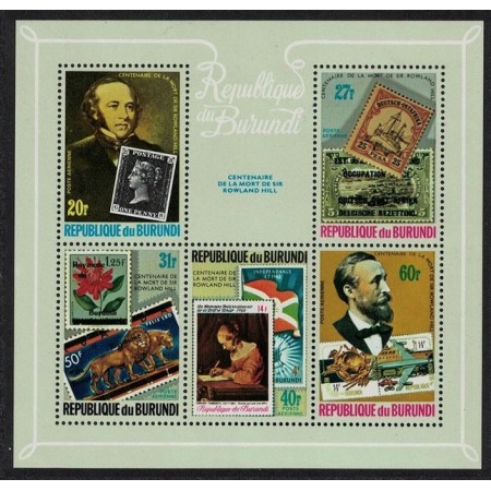 Burundi 1979 - Rowland Hill, timbru pe timbru, bloc neuzat Burundi 1979 - Rowland Hill, timbru pe timbru, bloc neuzat