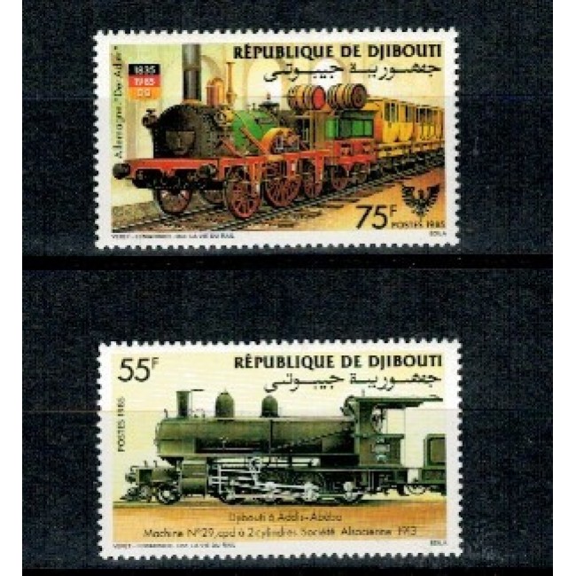 Djibouti 1985 - Locomotive, cai ferate, serie neuzata Djibouti 1985 - Locomotive, cai ferate, serie neuzata