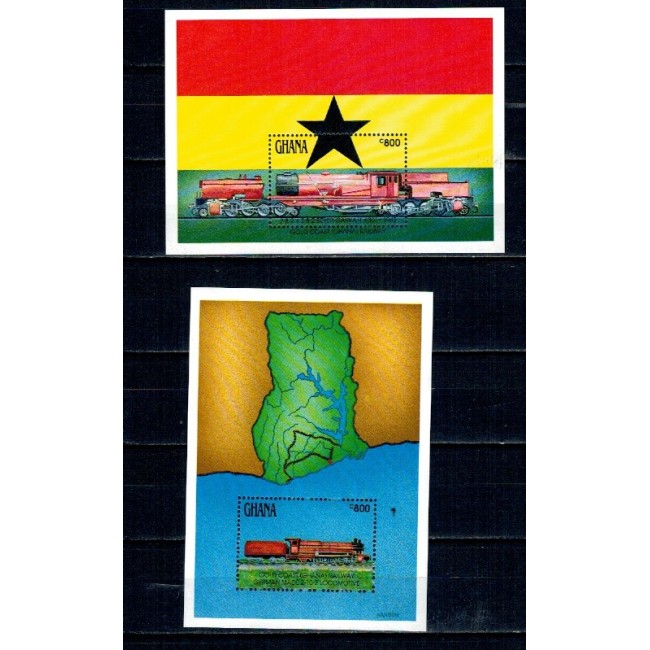 Ghana 1992 - Locomotive, cai ferate, colite neuzate