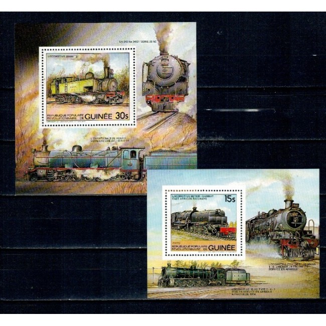Guinea 1984 - Locomotive, trenuri, colite neuzate