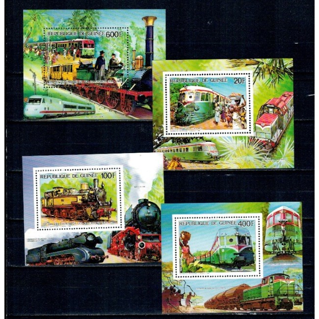 Guinea 1986 - Locomotive, trenuri, colite neuzate