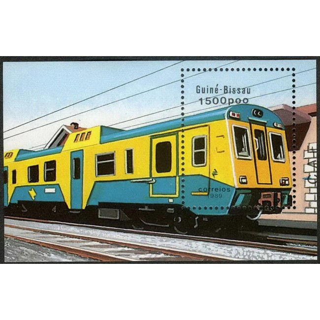 Guinea Bissau 1989 - Trenuri, cai ferate, colita neuzata
