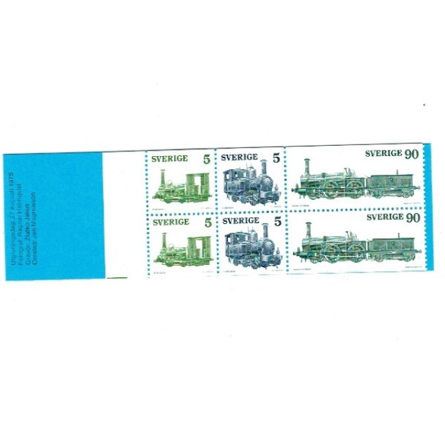 Suedia 1975 - Locomotive, trenuri, serie neuzata in carnet Suedia 1975 - Locomotive, trenuri, serie neuzata in carnet
