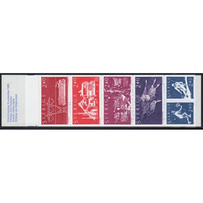Suedia 1981 - Sport, transport, tren, camion, serie neuzata in carnet Suedia 1981 - Sport, transport, tren, camion, serie neuzata in carnet