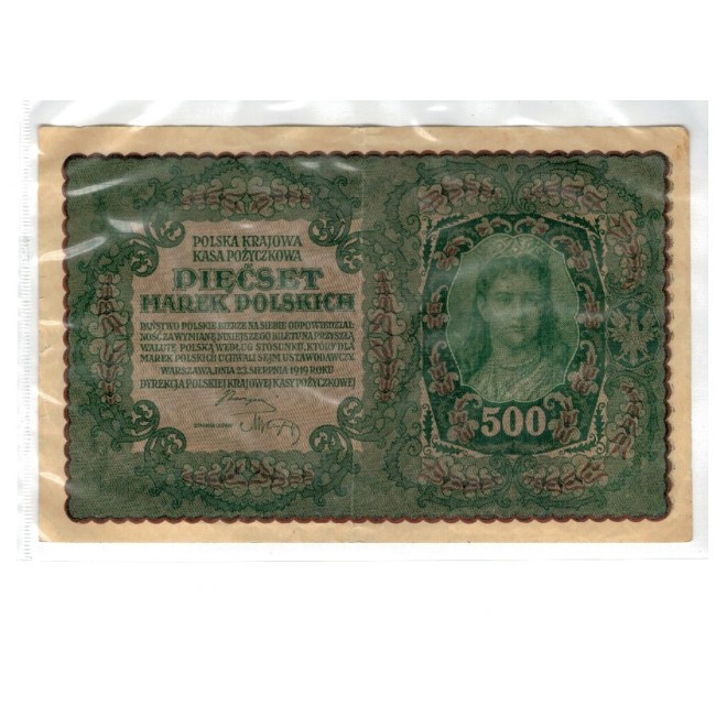 Polonia 1919 - 500 marek, circulata Polonia 1919 - 500 marek, circulata