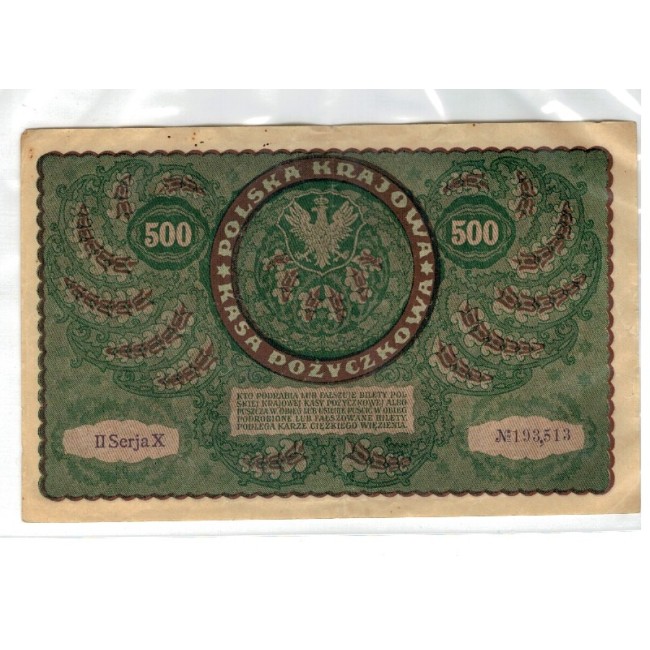 Polonia 1919 - 500 marek, circulata Polonia 1919 - 500 marek, circulata