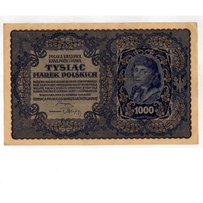 Polonia 1919 - 1000 marek, aproape necirculata Polonia 1919 - 1000 marek, aproape necirculata