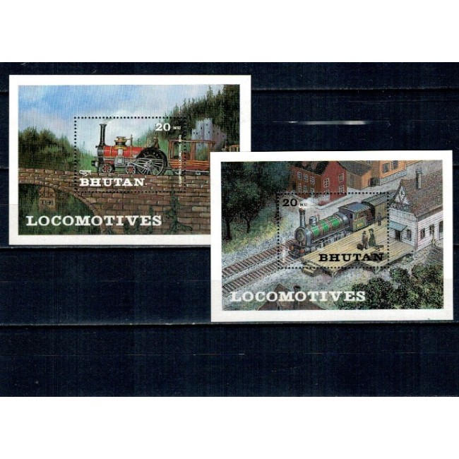Bhutan 1984 - Locomotive cu abur, colite neuzate