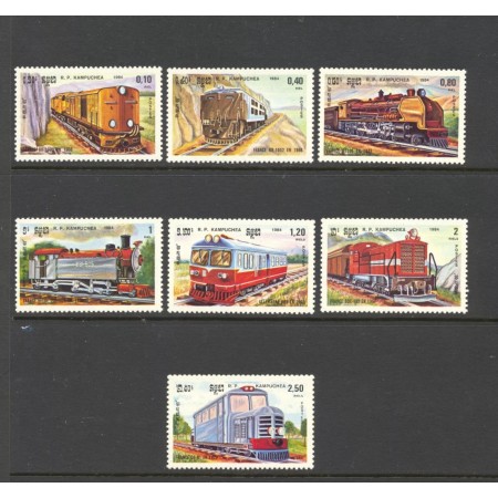 Cambodge 1984 - Locomotive, cai ferate, trenuri, serie neuzata