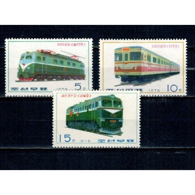 DPR Korea 1976 - Locomotive, serie nestampilata DPR Korea 1976 - Locomotive, serie nestampilata