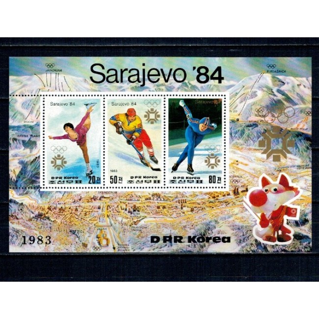 DPR Korea 1983 - Jocurile Olimpice Sarajevo, bloc neuzat DPR Korea 1983 - Jocurile Olimpice Sarajevo, bloc neuzat
