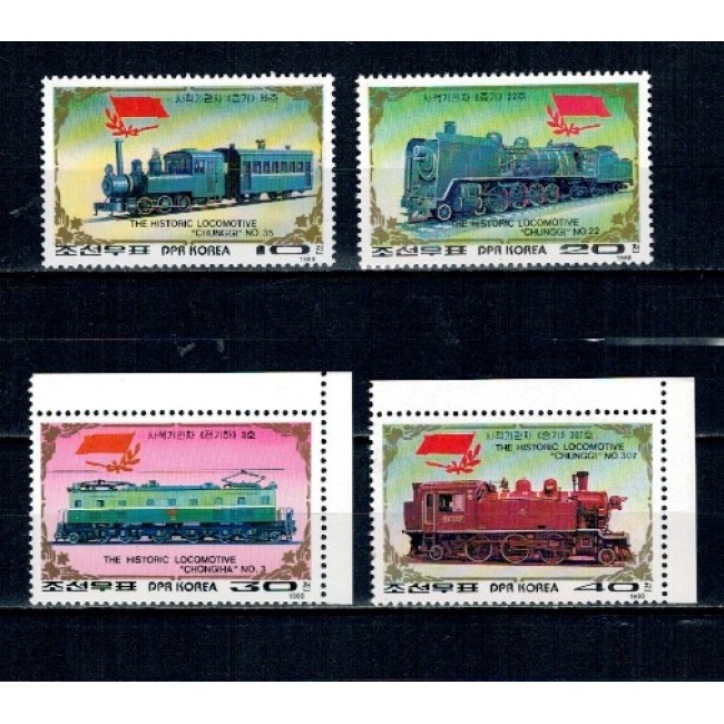 DPR Korea 1988 - Locomotive istorice, serie neuzata DPR Korea 1988 - Locomotive istorice, serie neuzata