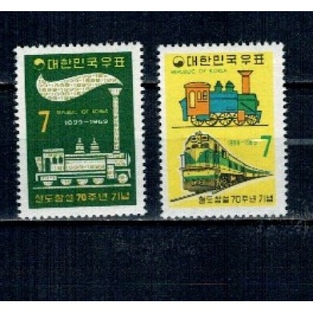 Korea Sud 1969 - Căile ferate, locomotive, trenuri, serie neuzata Korea Sud 1969 - Căile ferate, locomotive, trenuri, serie neuzata
