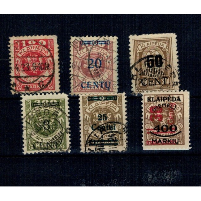 Memelgebiet, ocupatia Lituaniana 1923 - Mic lot mărci stampilate Memelgebiet, ocupatia Lituaniana 1923 - Mic lot mărci stampilate