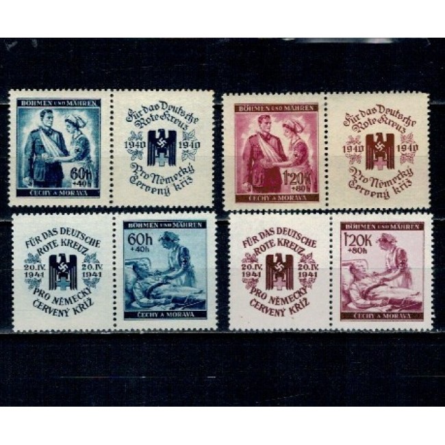 Bohemia & Moravia 1941 - Crucea Rosia, serie neuzata cu viniete Bohemia & Moravia 1941 - Crucea Rosia, serie neuzata cu viniete