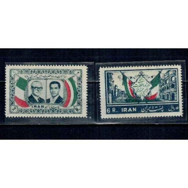 Iran 1957 - Shah Pahlavi si președintele Italiei, personalități, serie neuzata