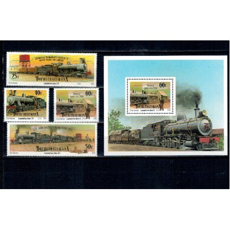 Bophuthatswana 1991 - Locomotive, trenuri, serie si colita neuzata Bophuthatswana 1991 - Locomotive, trenuri, serie si colita neuzata