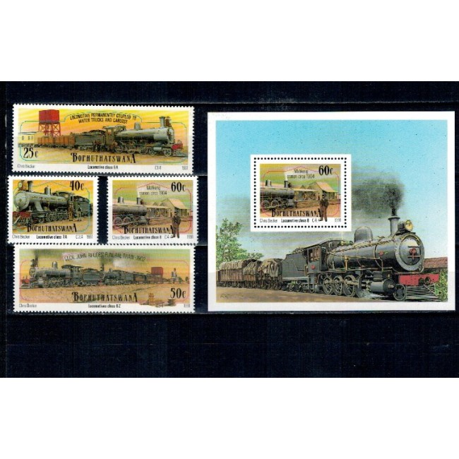 Bophuthatswana 1991 - Locomotive, trenuri, serie si colita neuzata Bophuthatswana 1991 - Locomotive, trenuri, serie si colita neuzata