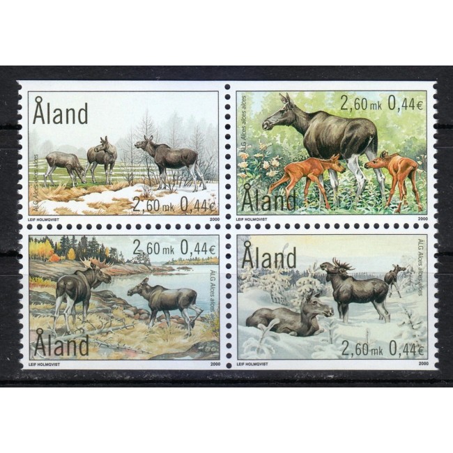Aland (Finlanda) 2000 - Fauna, elan, serie neuzata Aland (Finlanda) 2000 - Fauna, elan, serie neuzata