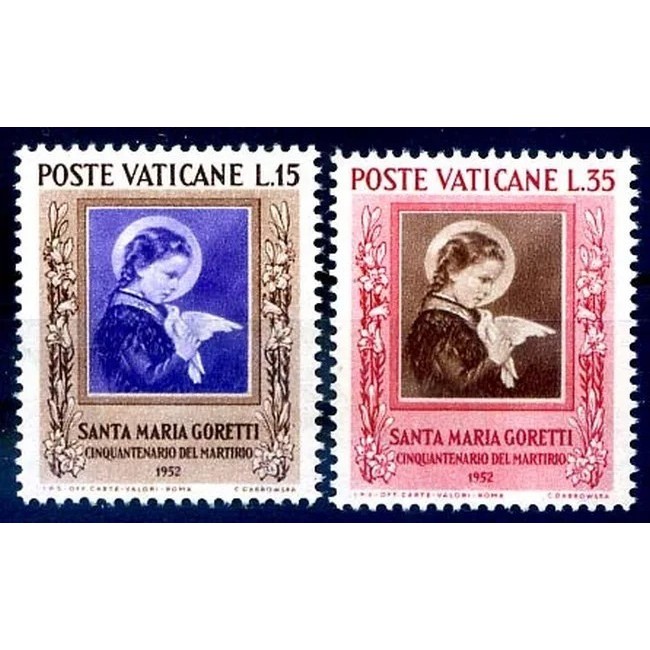 Vatican 1953 - Sf. Maria Goretti, serie neuzata Vatican 1953 - Sf. Maria Goretti, serie neuzata