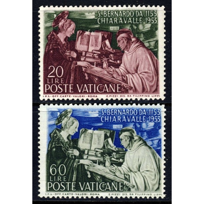 Vatican 1953 - Sfântul Bernard, serie neuzata Vatican 1953 - Sfântul Bernard, serie neuzata