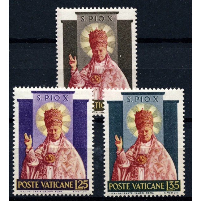 Vatican 1954 - Papa Pius X, serie neuzata Vatican 1954 - Papa Pius X, serie neuzata