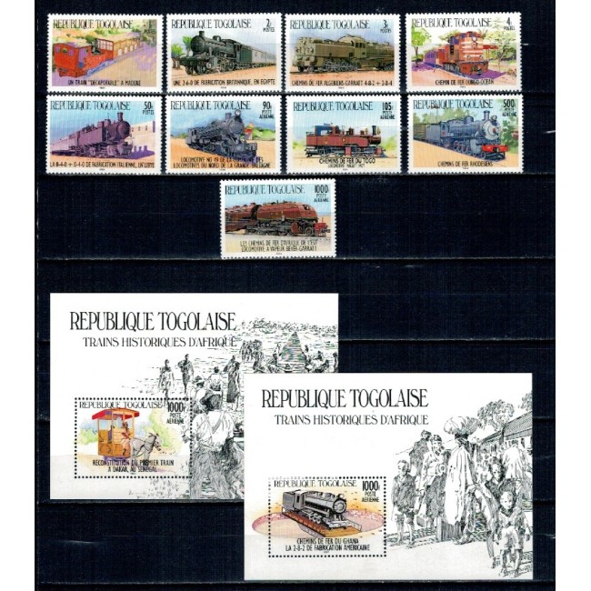 Togo 1984 - Locomotive, trenuri, serie si colite neuzate Togo 1984 - Locomotive, trenuri, serie si colite neuzate