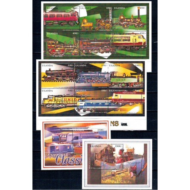 Uganda 1996 - Locomotive, serie minicoli si colite neuzate