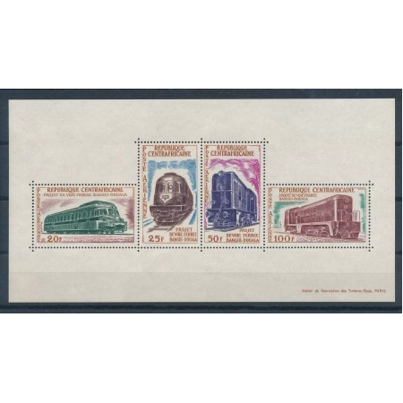 Centrafricaine Republic 1963 - Locomotive, trenuri, cai ferate, bloc neuzat Centrafricaine Republic 1963 - Locomotive, trenuri, cai ferate, bloc neuzat