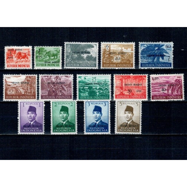 West Irian (INdonesia) 1963 - Uzuale, supratipar, serie nestampilata West Irian (INdonesia) 1963 - Uzuale, supratipar, serie nestampilata