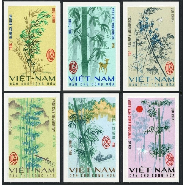 Vietnam 1967 - Specii de bambus, flora, serie nedantelata neuzata Vietnam 1967 - Specii de bambus, flora, serie nedantelata neuzata