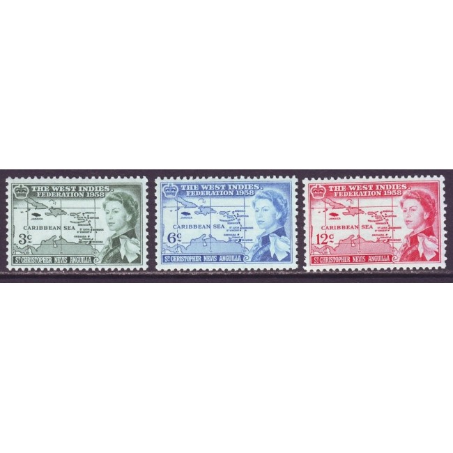 St. Kitts Nevis 1958 - West Indies Federation, serie neuzata St. Kitts Nevis 1958 - West Indies Federation, serie neuzata