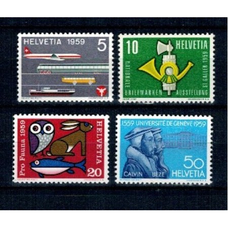 Elvetia 1959 - Aniversari, evenimente, transport, serie neuzata Elvetia 1959 - Aniversari, evenimente, transport, serie neuzata