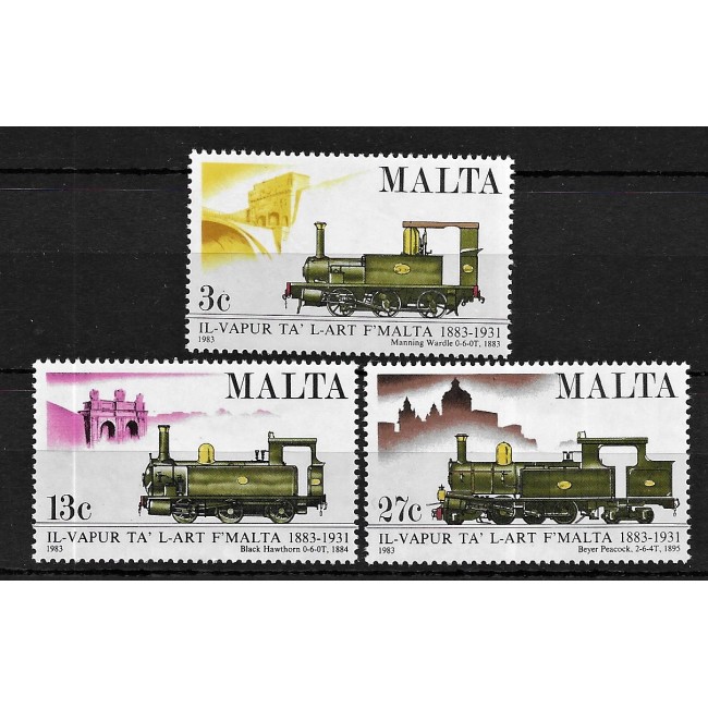 Malta 1983 - Locomotive, cai ferate, serie neuzata Malta 1983 - Locomotive, cai ferate, serie neuzata