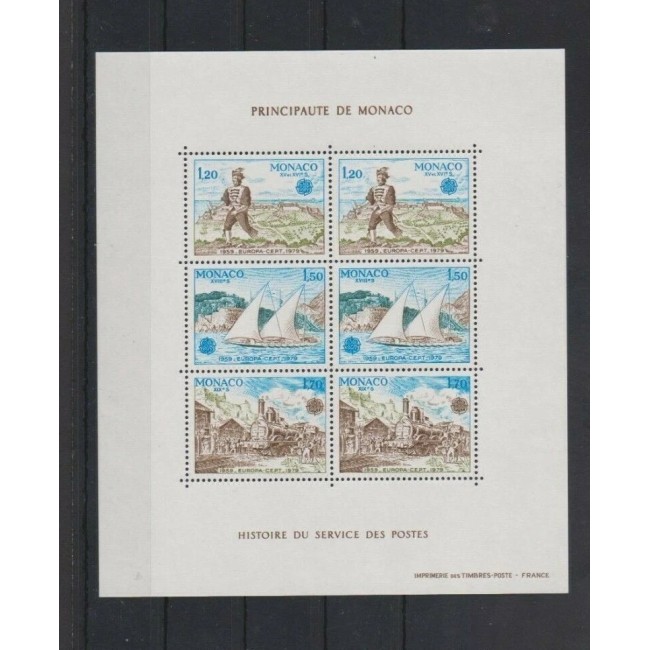 Monaco 1979 - Europa, CEPT, telecomunicații, istorie, transport, bloc neuzat Monaco 1979 - Europa, CEPT, telecomunicații, istorie, transport, bloc neuzat