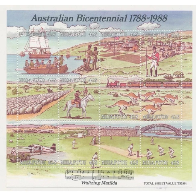 Niuafo'ou 1988 - Bicentenar Australia, bloc neuzat Niuafo'ou 1988 - Bicentenar Australia, bloc neuzat