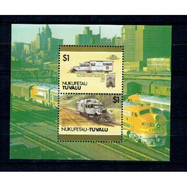 Nukufetau-Tuvalu 1987 - Locomotive, trenuri, bloc neuzat Nukufetau-Tuvalu 1987 - Locomotive, trenuri, bloc neuzat