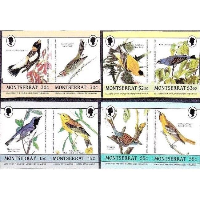Montserrat 1985 - Păsări, Audubon, serie nedantelata neuzata Montserrat 1985 - Păsări, Audubon, serie nedantelata neuzata