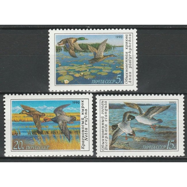 URSS 1990 - Păsări, rate, serie neuzata URSS 1990 - Păsări, rate, serie neuzata