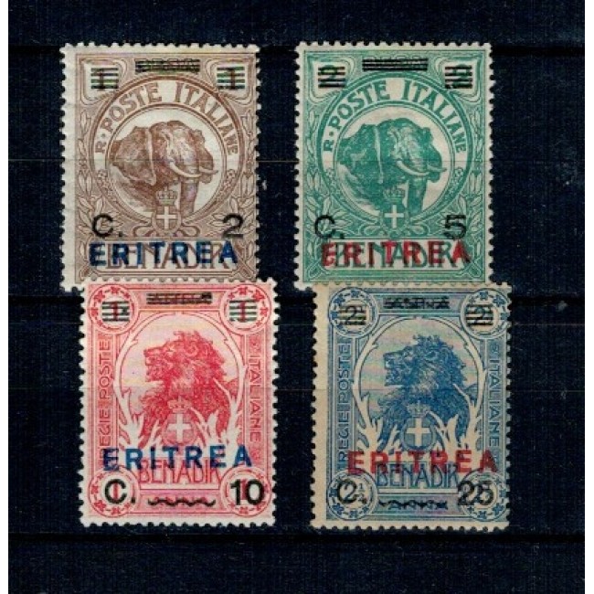 Eritrea Italiana 1924 - Uzuale, elefant, leu, serie incompleta nestampilata Eritrea Italiana 1924 - Uzuale, elefant, leu, serie incompleta nestampilata