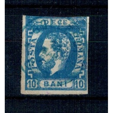 1871 - Carol I cu barba, 10bani albastru, stampilat 1871 - Carol I cu barba, 10bani albastru, stampilat