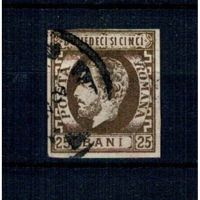 1871 - Carol I cu barba, 25bani, stampilat 1871 - Carol I cu barba, 25bani, stampilat